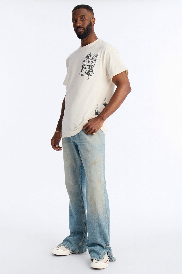 New York Saint Oversized Short Sleeve Tee - Natural