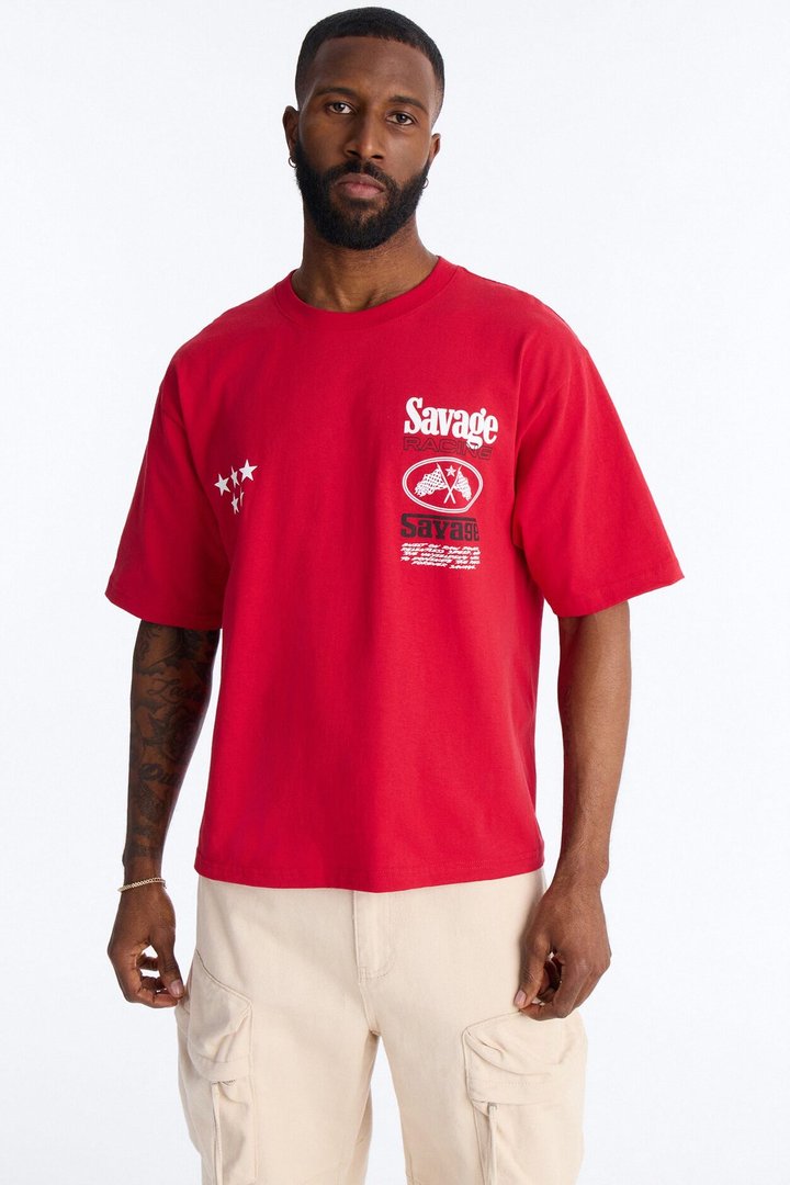 Savage Racing Insticts Boxy Short Sleeve Tee - Red