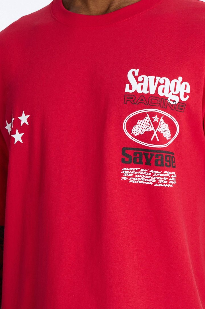 Savage Racing Insticts Boxy Short Sleeve Tee - Red