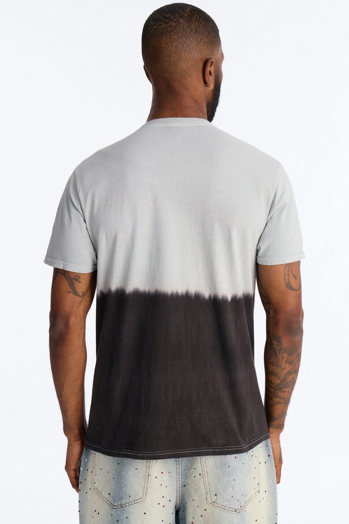 God's Plan Dip-Dye Graphic Short Sleeve Tee - Grey/Black
