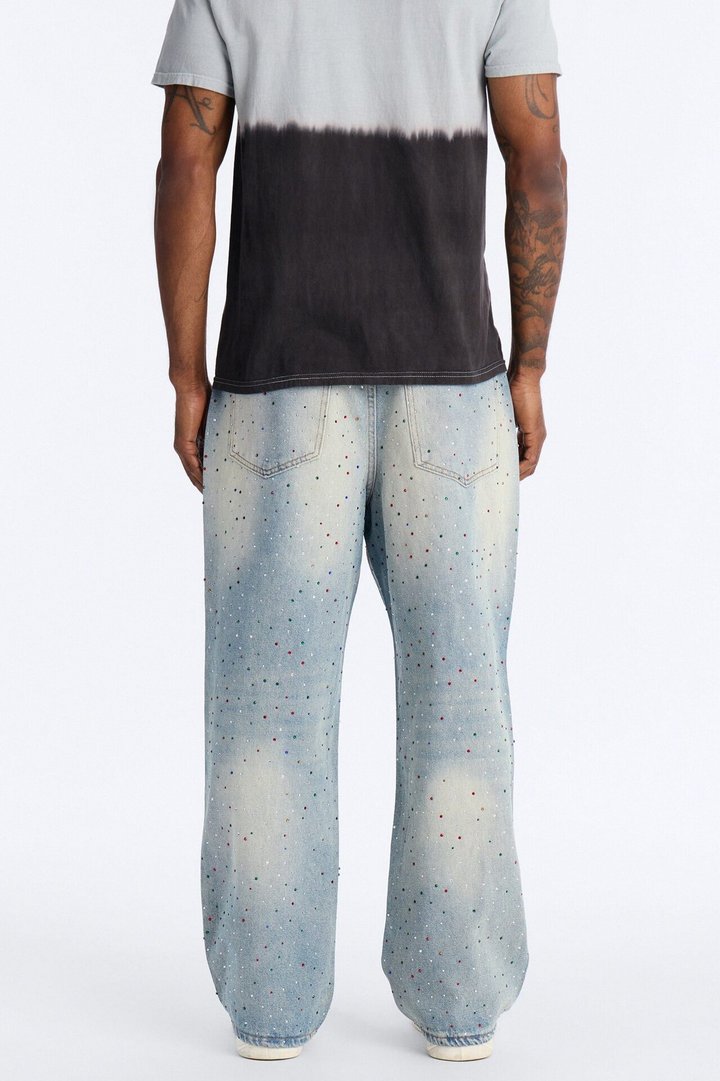 Diamond Dust Baggy Jean - Medium Blue Wash