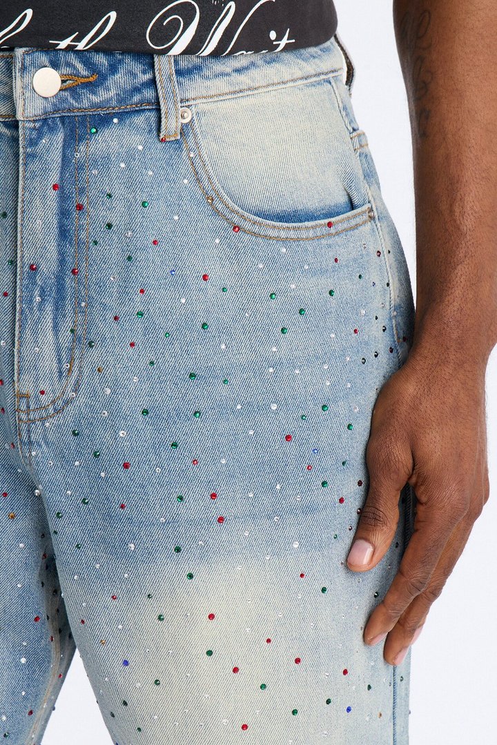 Diamond Dust Baggy Jean - Medium Blue Wash