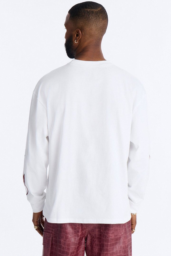 American Custom Motorcycle Oversized Long Sleeve Tee - White