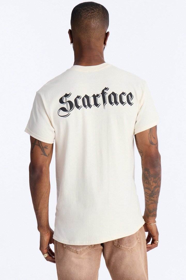 Scarface Embroidery Short Sleeve Tee - Natural