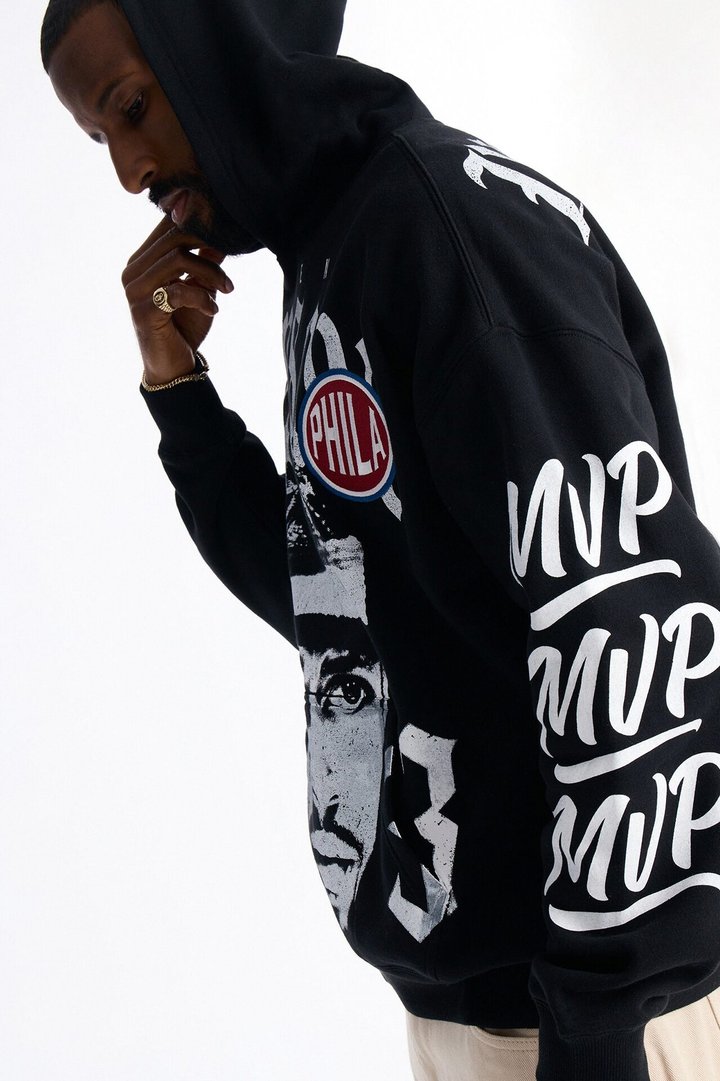 Allen Iverson MVP Embroidery Patch Oversized Hoodie - Black