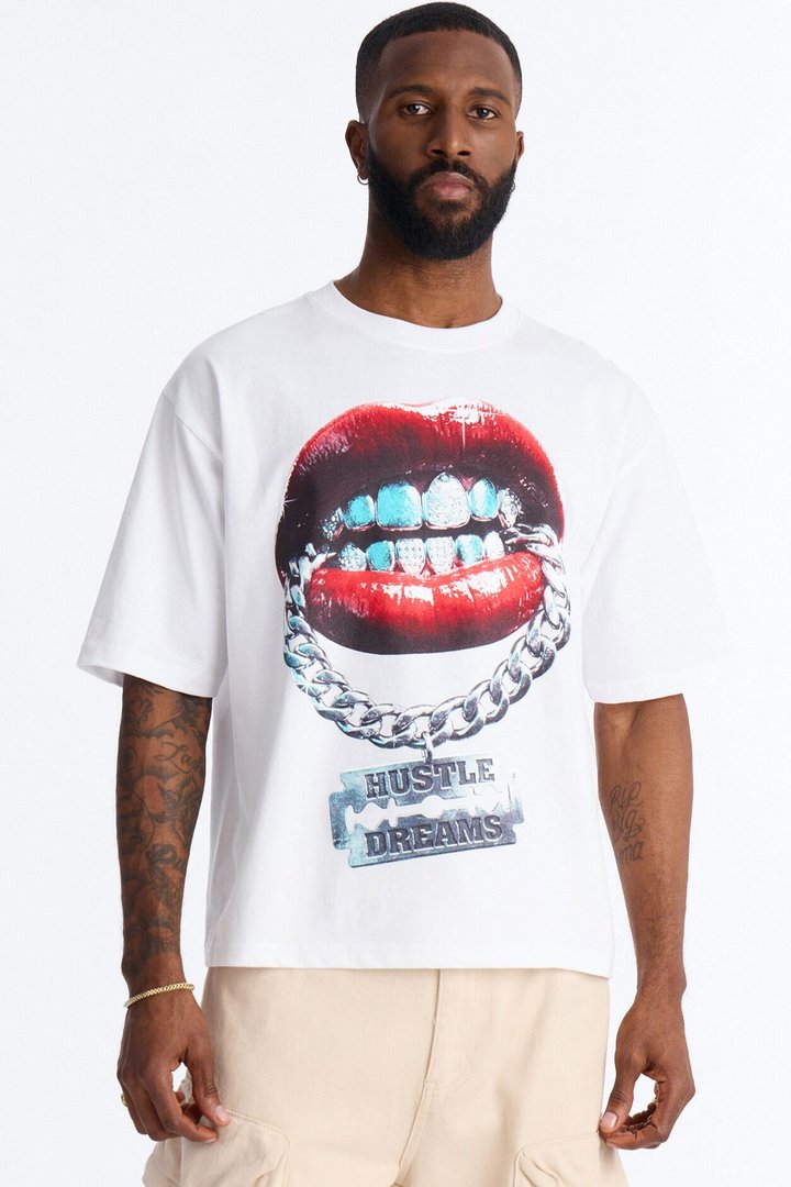 Hustle Dreams Boxy Short Sleeve Tee - White