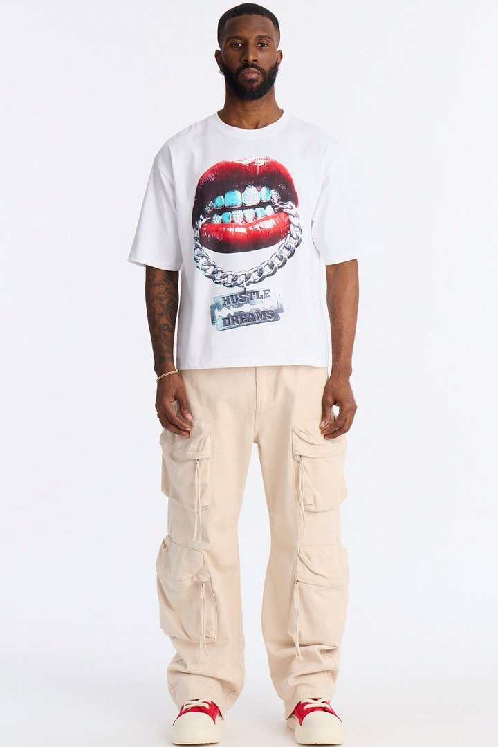Hustle Dreams Boxy Short Sleeve Tee - White