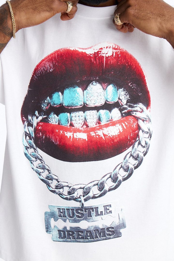 Hustle Dreams Boxy Short Sleeve Tee - White