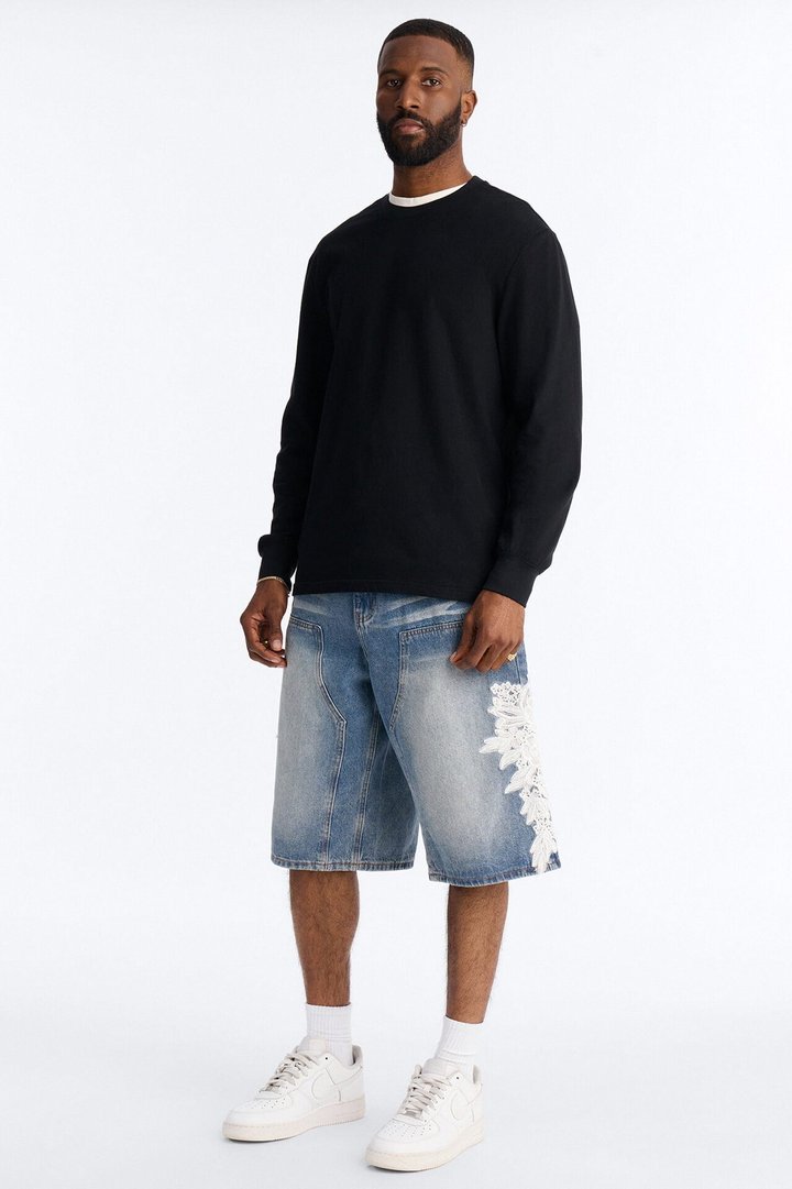 Vintage Bloom Baggy Carpenter Shorts - Medium Blue Wash