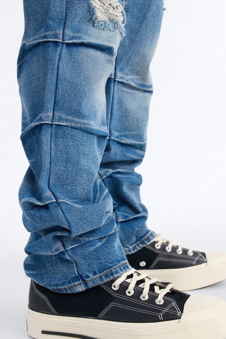 Straight Down The Street Ripped Jeans - Medium Blue Wash