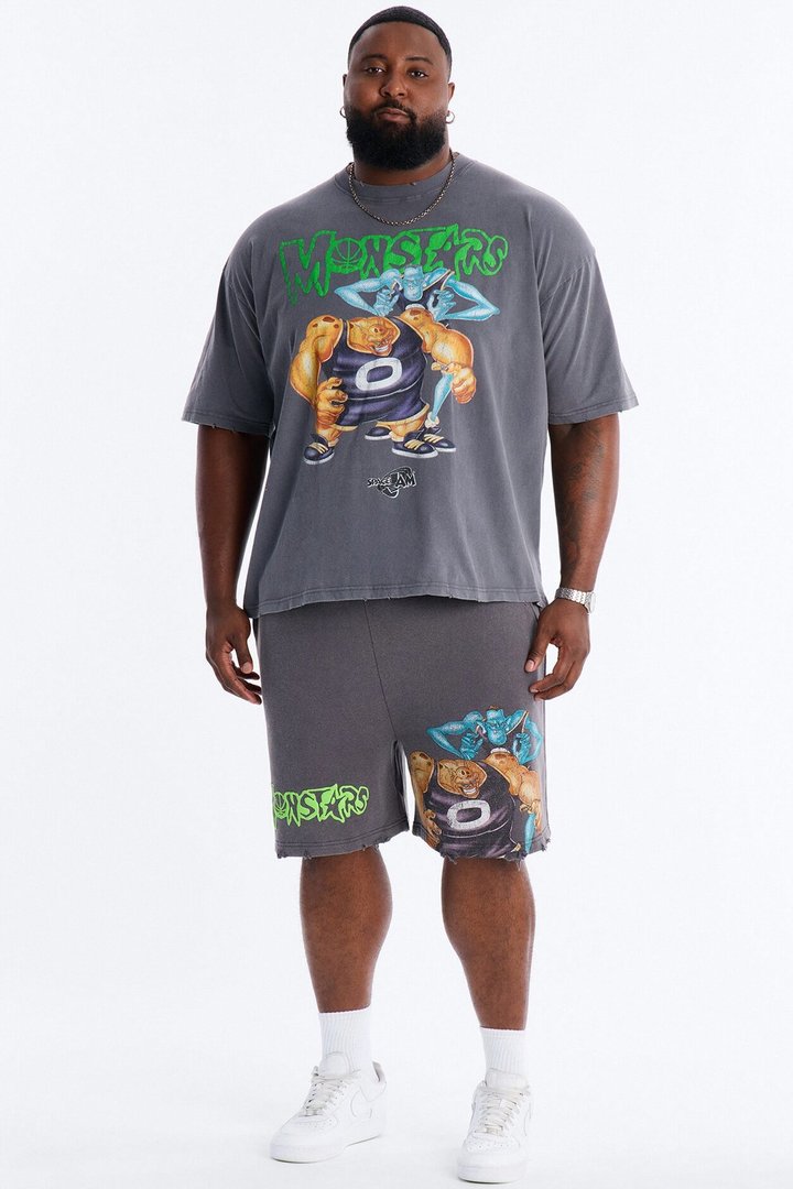 Space Jam Monstars Duo Puff Print Sweat Shorts - Charcoal
