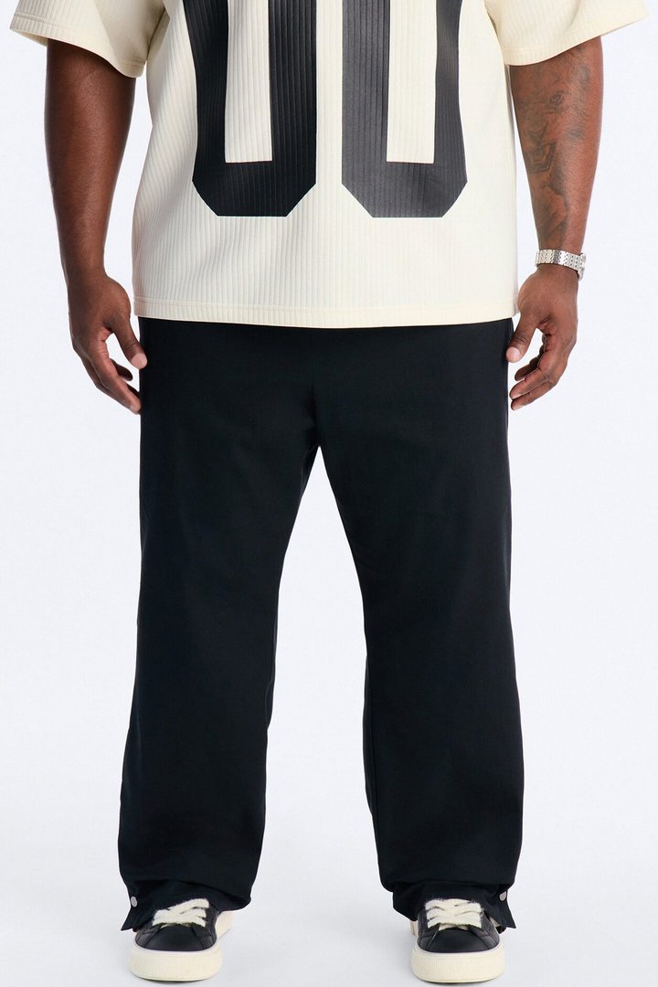 Straight Print Hint Studded Pant - Black