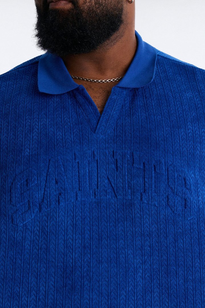 Boxy Cropped Lexington Saints Johnny Collar Polo - Blue