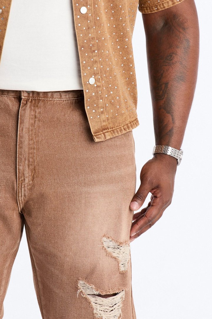 Straight Down The Street Ripped Jeans - Dark Brown