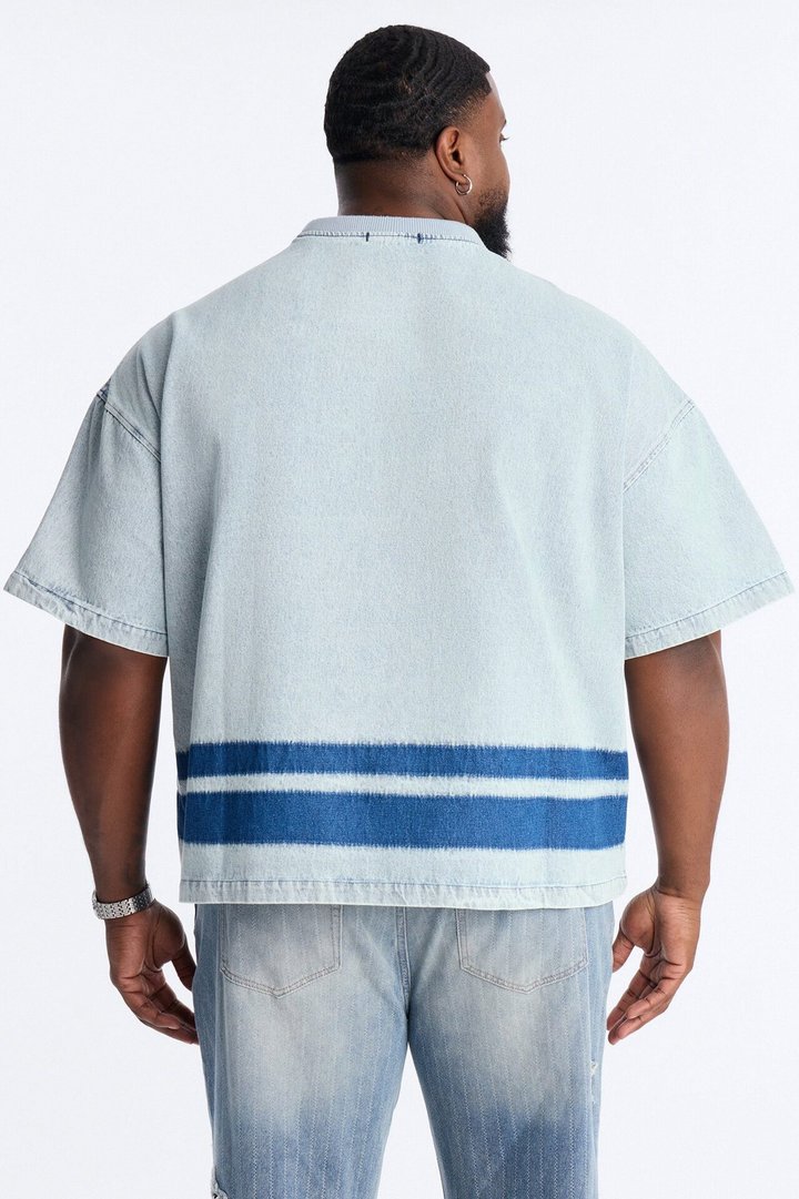 Boxy Ruthless Denim Short Sleeve Tee - Light Wash