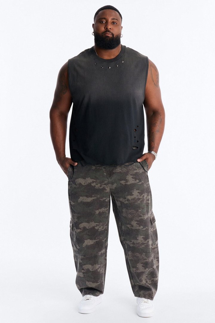 Combat Seams Barrel Jeans - Camouflage