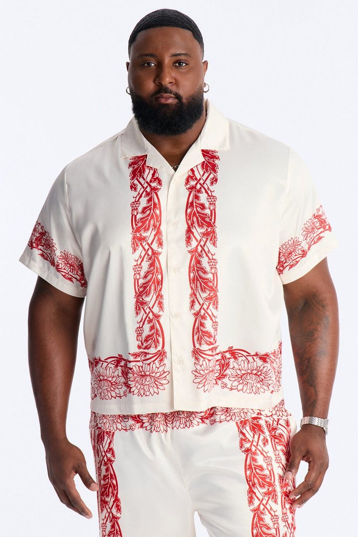 KOS Cuban Collar Button Up Shirt - White