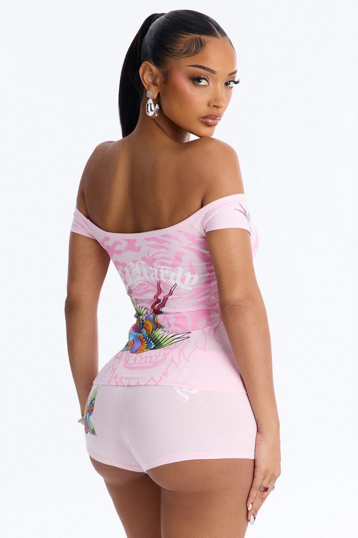 Ed Hardy Pink Ballerina Micro Short Set - Pink