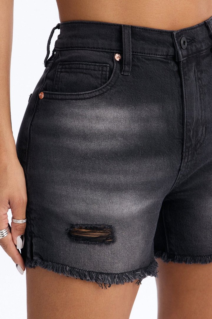 Kaleigh Stretch Denim Shorts - Black Wash