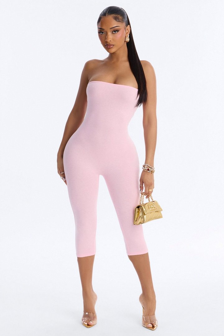 Sienna Strapless Capri Jumpsuit - Pink