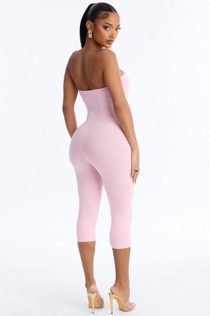 Sienna Strapless Capri Jumpsuit - Pink