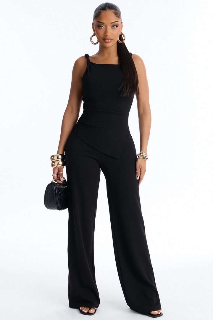 Strong Feelings Asymmetrical Pant Set - Black