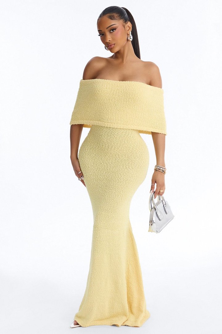Effortless Edge Sweater Maxi Dress - Yellow
