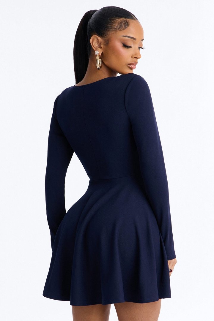 Alena Long Sleeve Mini Dress - Navy