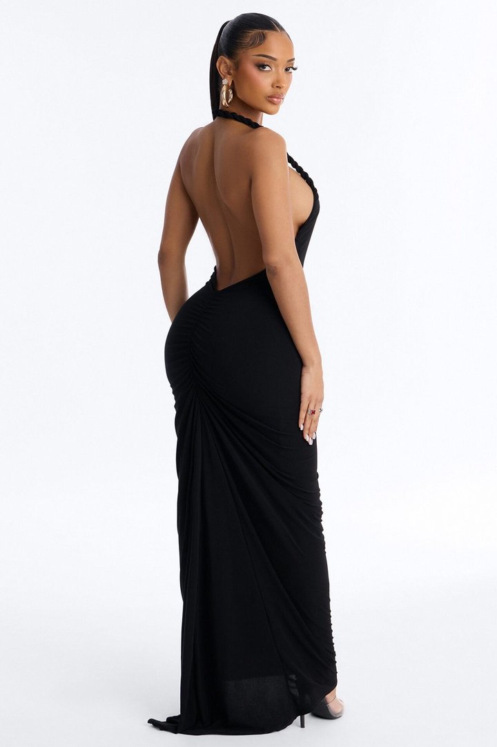 Sabina Twist Backless Maxi Dress - Black