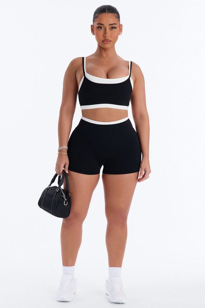 Workout Cutie Double Layered Biker Short Set - Black