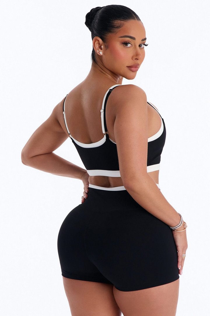 Workout Cutie Double Layered Biker Short Set - Black