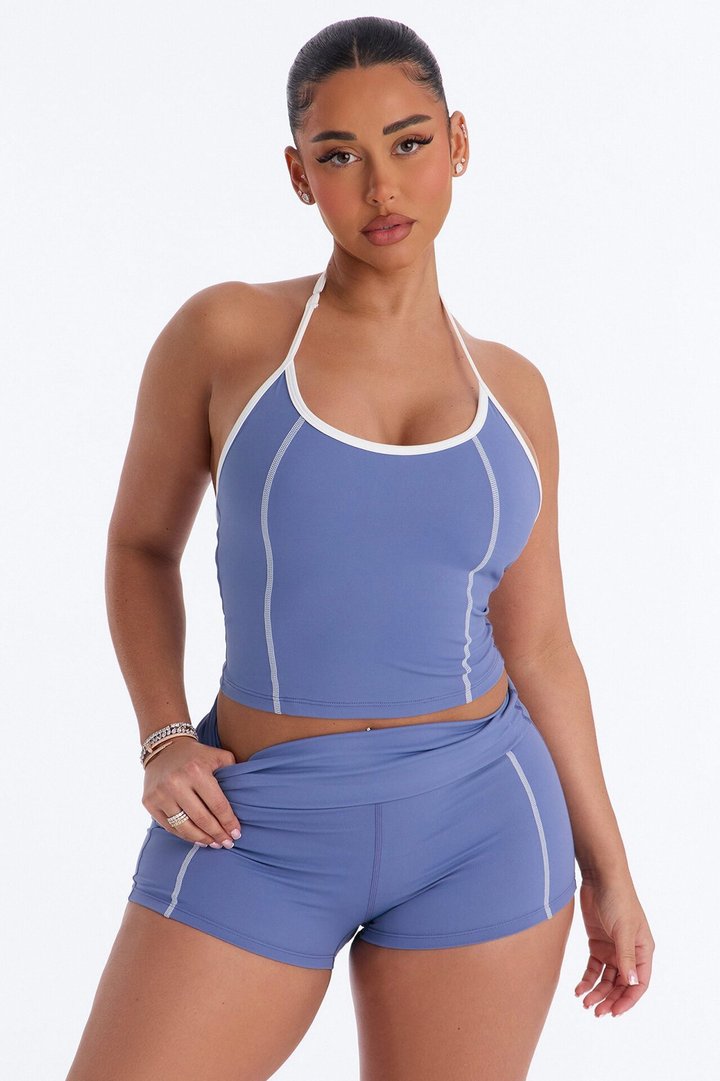 Sunday Errands Biker Short Set - Slate Blue