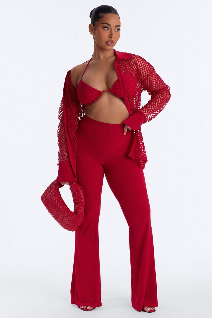 Catch Me 3 Piece Pant Set - Red