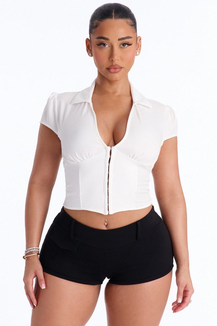 Angie Corset Short Sleeve Top - Ivory