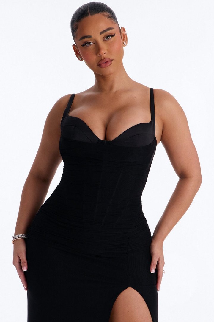 Rayna Mesh Corset Gown - Black
