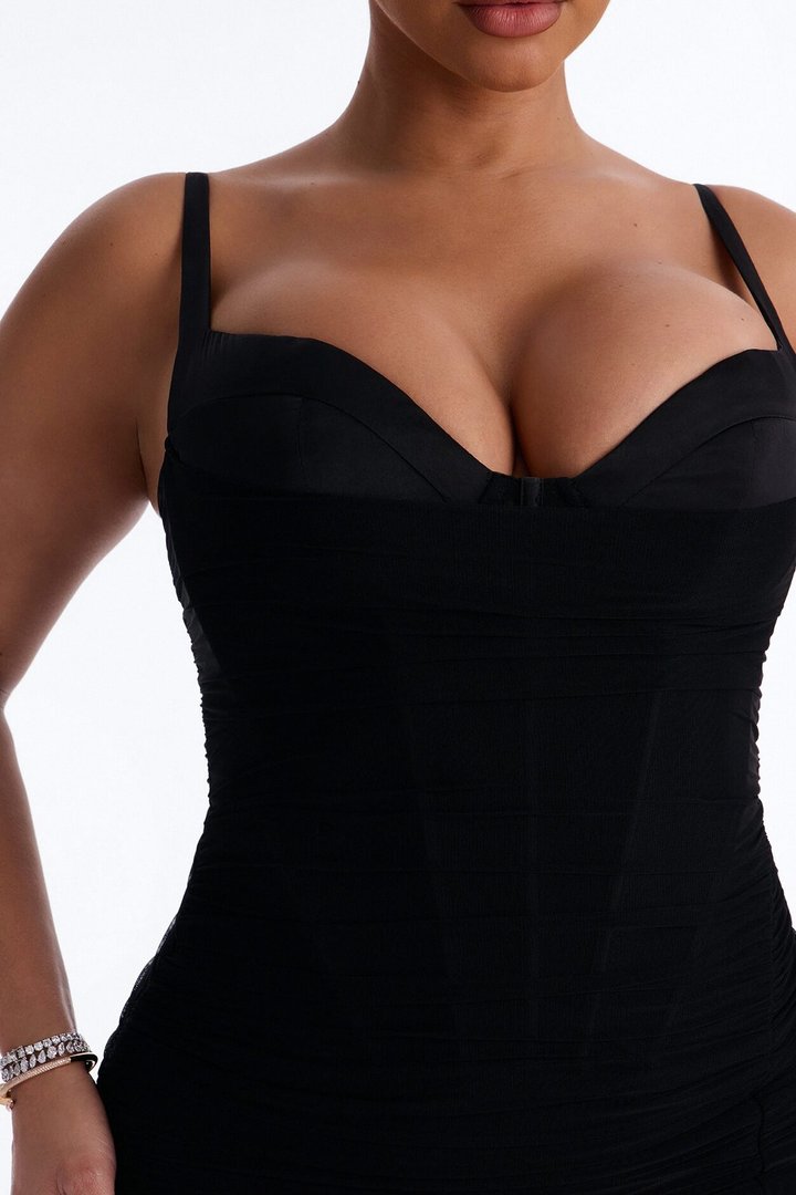 Rayna Mesh Corset Gown - Black