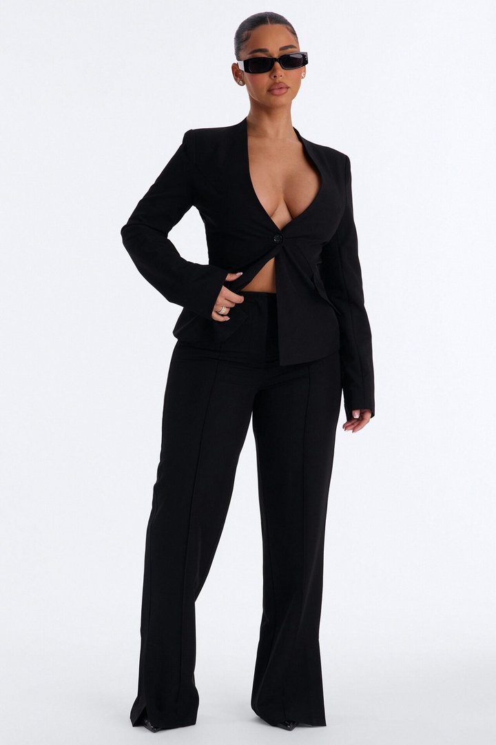Normani High Rise Straight LegTrouser Pant 33″ - Black