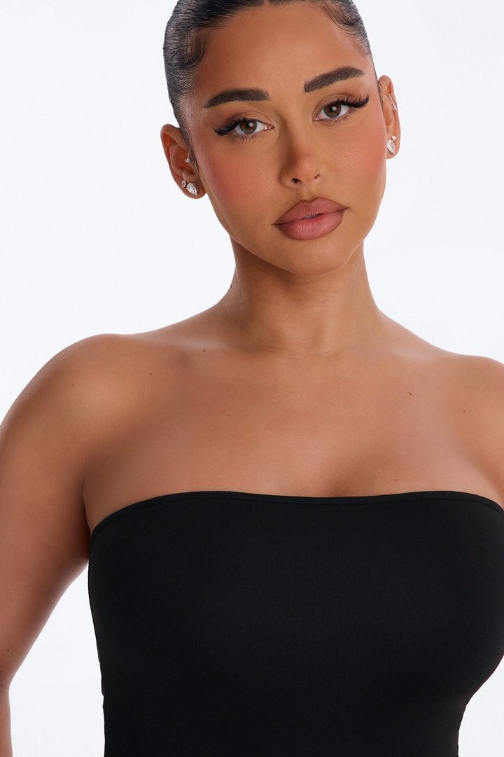 Kimmy Double Lined Strapless Midi Dress - Black