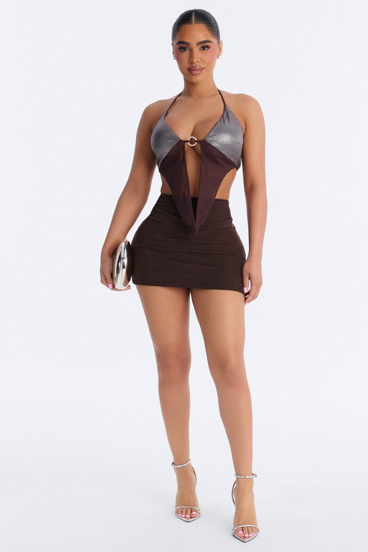 Sahara Days Hardware Halter Top - Brown/combo