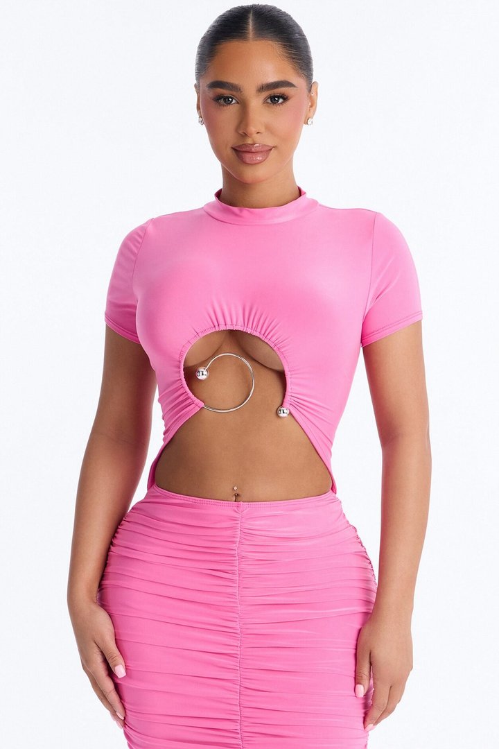 Karlee Cut Out Midi Dress - Pink