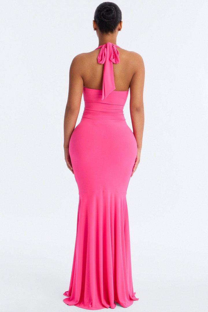 Arabella Cut Out Maxi Dress - Neon Pink