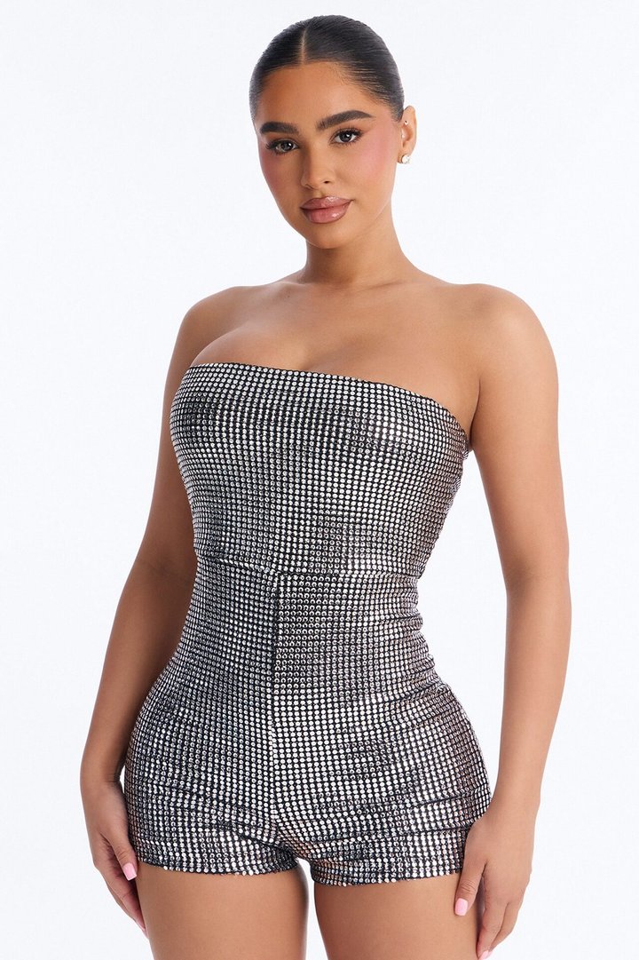 Disco Dancing Micro Short Romper - Black