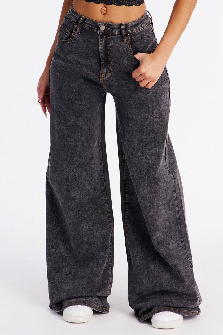 Good Ol Days Wide Leg Jeans - Black Wash