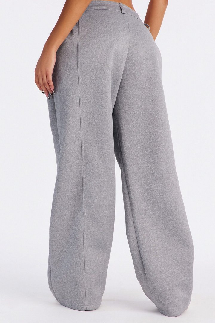 Don't Get Too Comfortable Low Rise Wide Leg Scuba Pant - Heather Grey