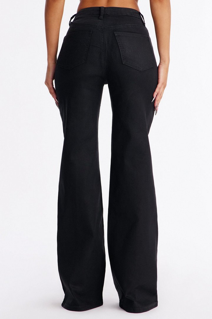 This Century Coated Stretch Wide Leg Jeans - Black