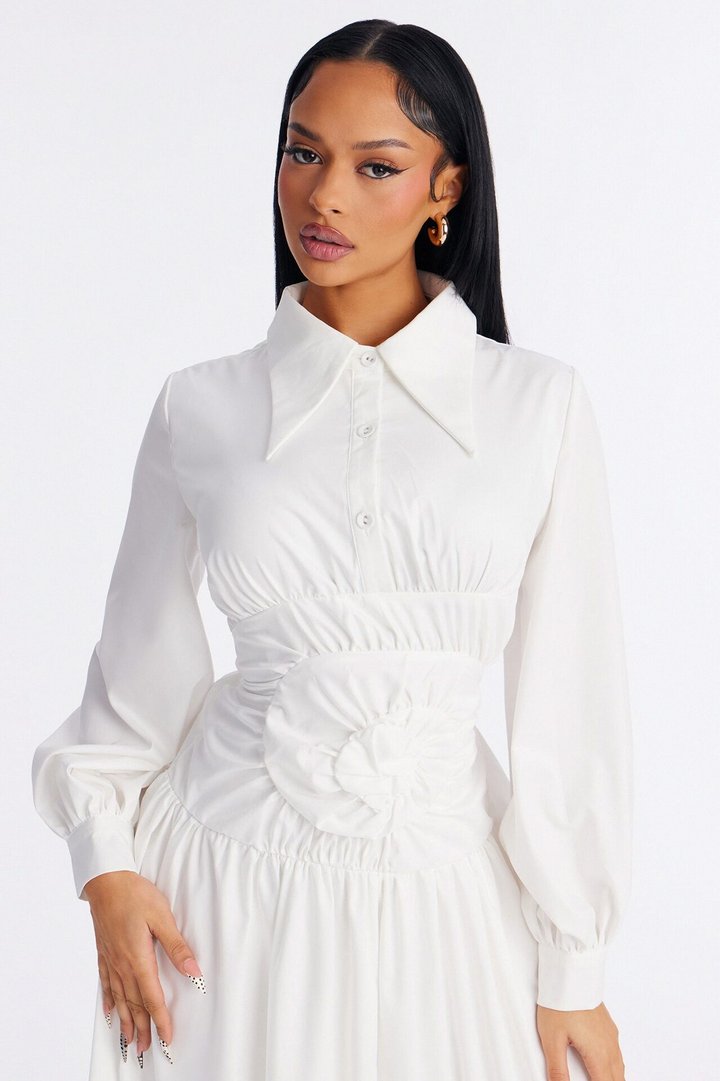 Muse In Motion Ruched Maxi Dress - White