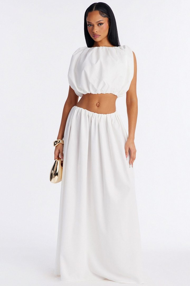 Willow Poplin Maxi Skirt - White