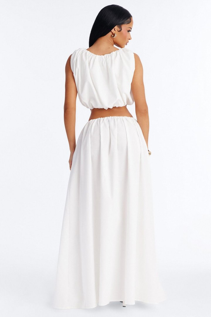 Willow Poplin Bubble Hem Top - White