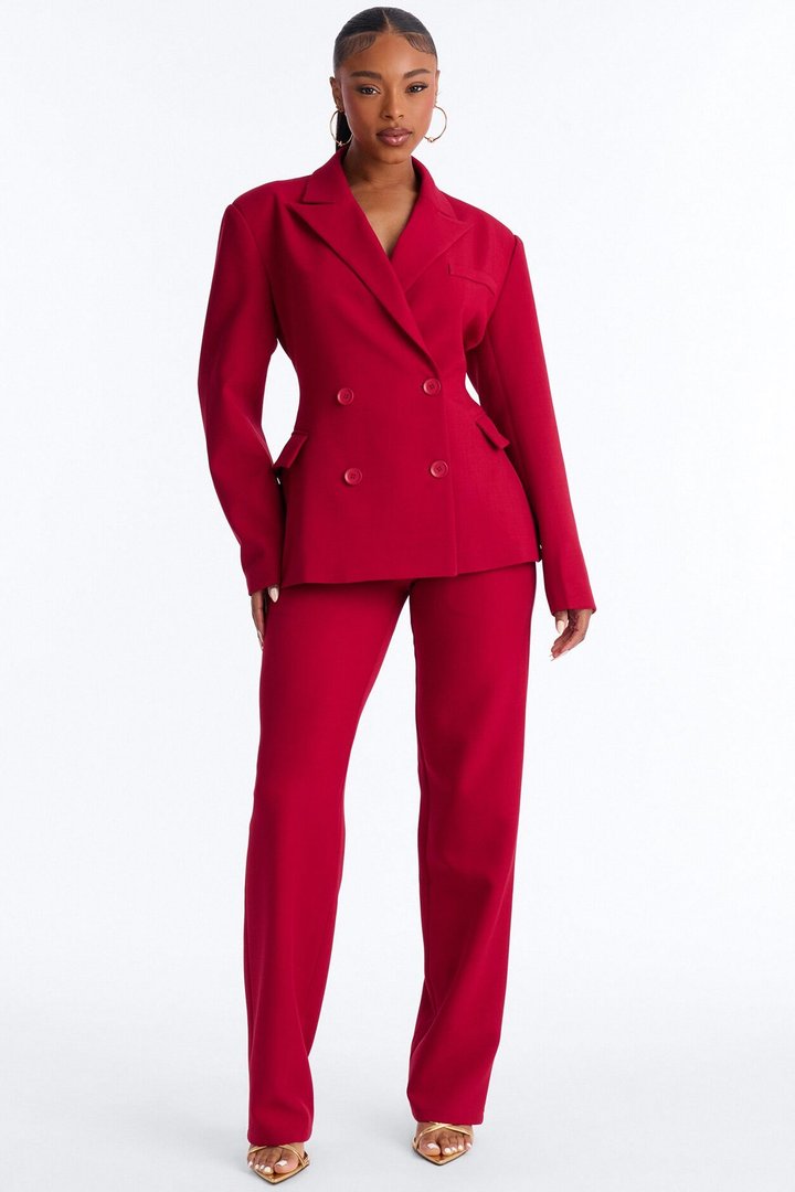 Empire Essentials Double Breasted Blazer - Red