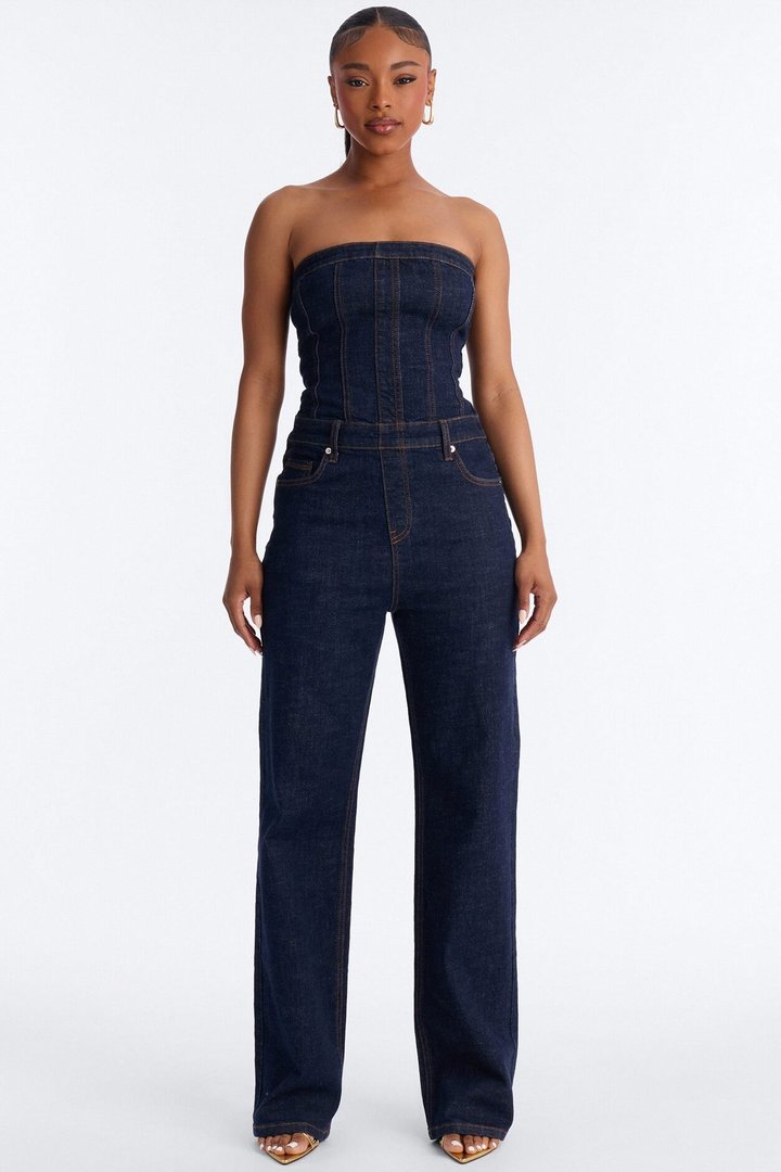 Street Blues Denim Jumpsuit - Dark Wash